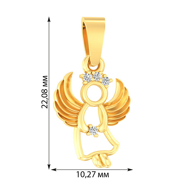 Золотая подвеска Ангел с фианитами (арт. 440558ж) – изображение 2