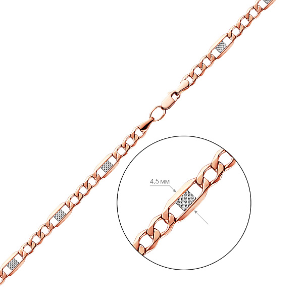 Золотая родированная цепочка плетения Картье фантазийный (арт. 306107р) – изображение 3