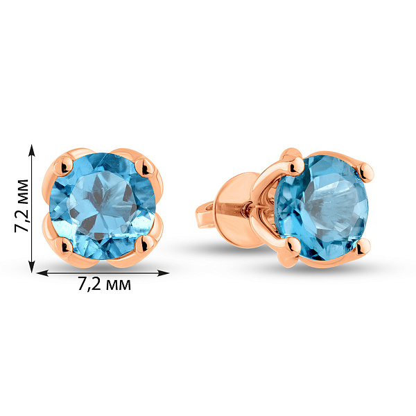 Золоті сережки-пусети з топазом (арт. 111229Птг) – зображення 2