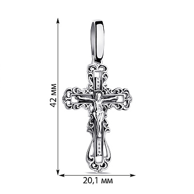 Срібний натільний хрестик з розп'яттям (арт. 7904/3034-ч)
