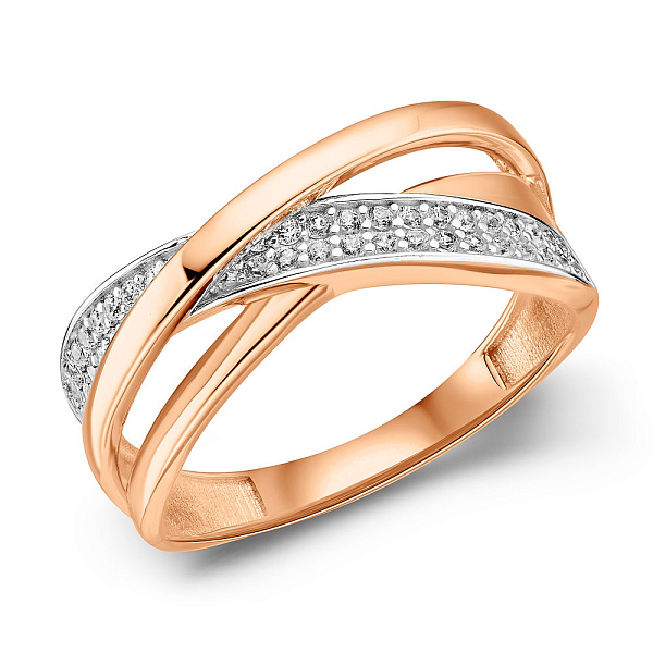 Кольцо из красного золота с фианитами (арт. 156141) – изображение 1