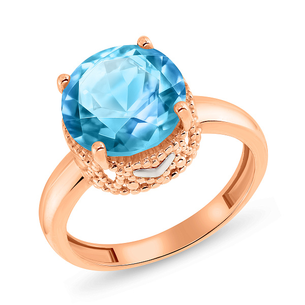 Кольцо из красного золота с кварцем (арт. 140573ПсГ) – изображение 1