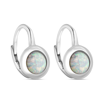 Фото Срібні сережки з білим опалом  (арт. 7502/9476Поб)