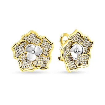 Сережки з жовтого і білого золота (арт. 103340жб)