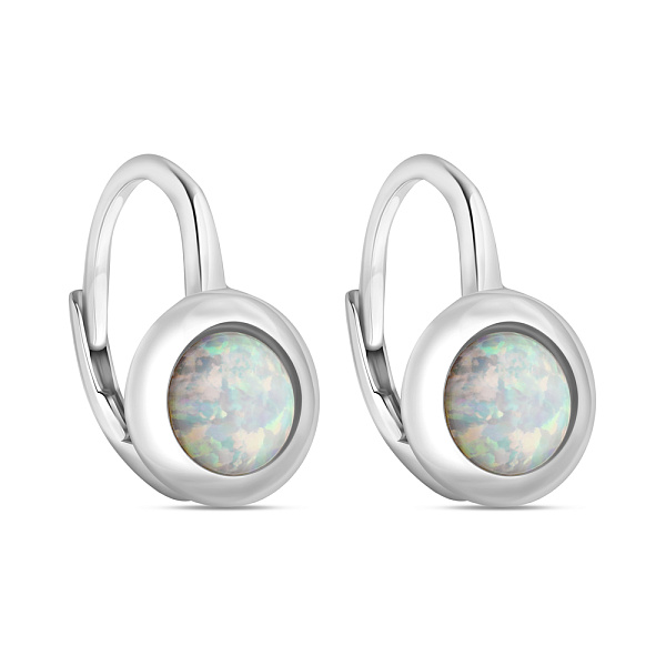 Срібні сережки з білим опалом  (арт. 7502/9476Поб) – зображення 1