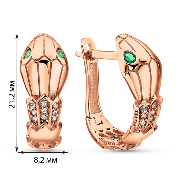Золоті сережки Змія з фіанітами (арт. 1091090з) – зображення 4