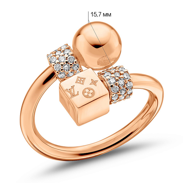 Незамкнена золота каблучка з фіанітами (арт. 156371) – зображення 2