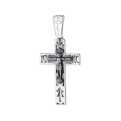 Серебряный крестик без камней (арт. 7904/3527-Ч)
