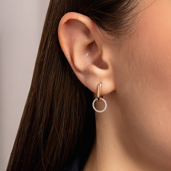 Серьги из красного золота с фианитами (арт. 2111736101) – изображение 3