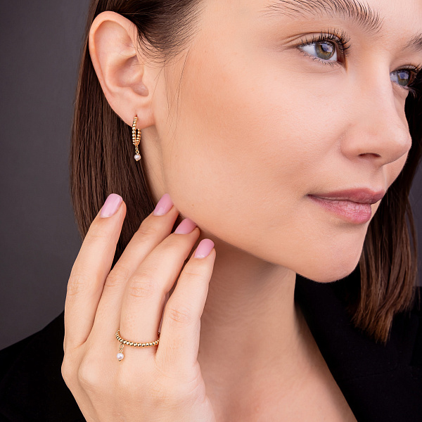 Золотые серьги с жемчугом (арт. 1091275жпрлб) – изображение 5