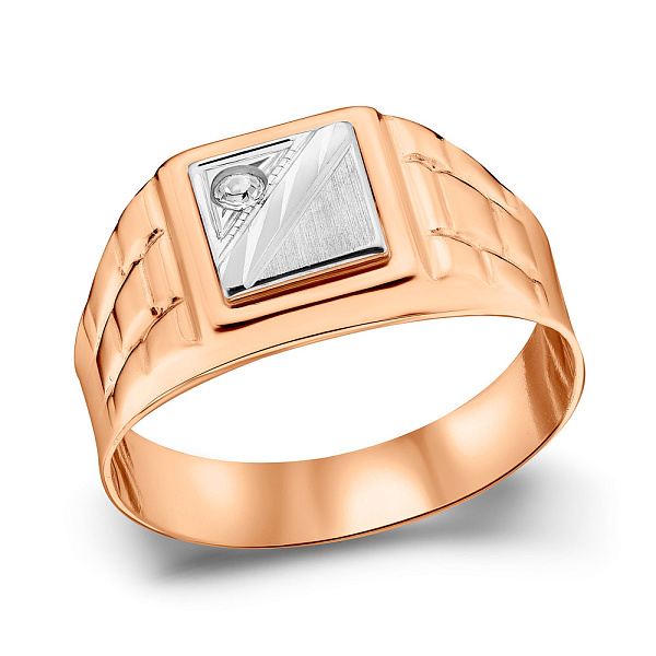 Печатка из красного и белого золота (арт. 180575кб) – изображение 1