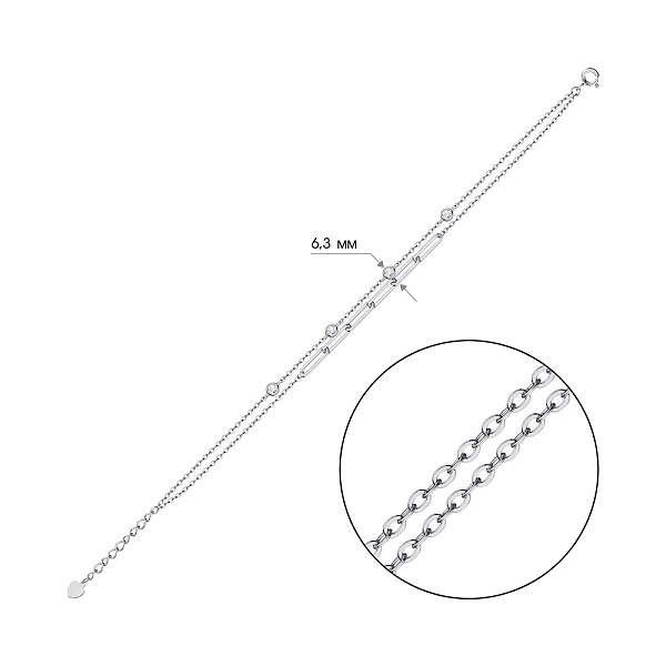 Срібний браслет з фіанітами (арт. 7509/3920) – зображення 2