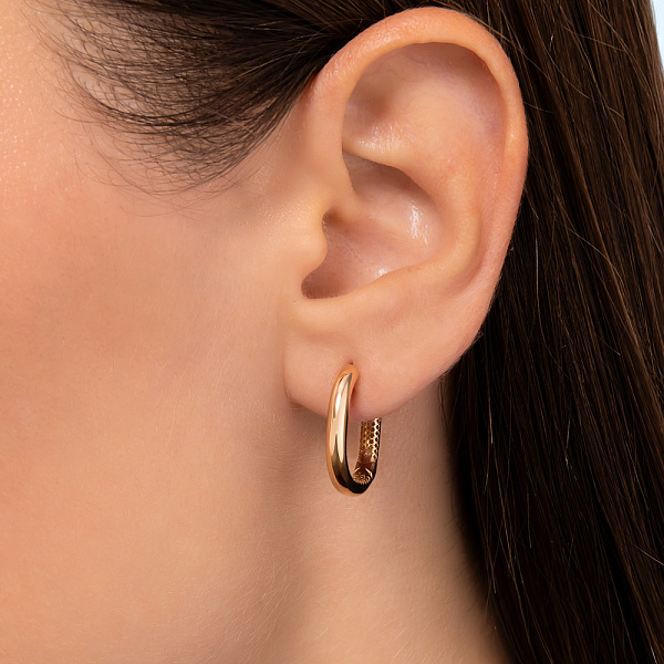 Золотые серьги-кольца без камней (арт. 108707/15) – изображение 2