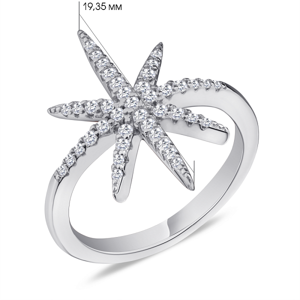 Серебряное кольцо "Звезда" с фианитами (арт. 7501/5299) – изображение 2