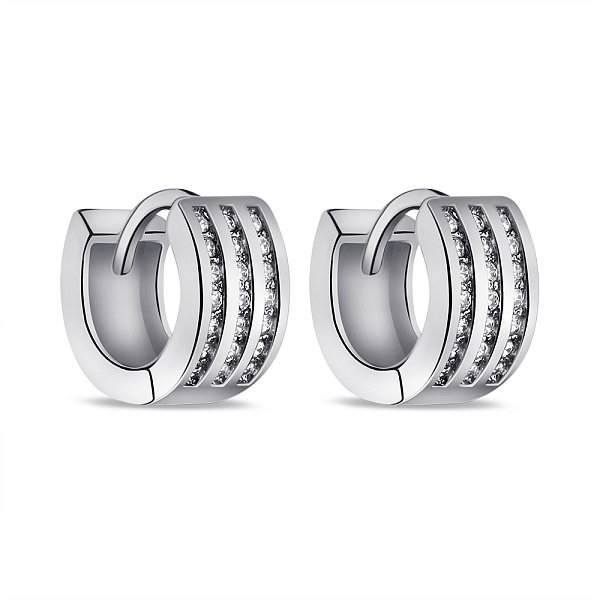 Серебряные серьги-кольца с фианитами (арт. 7502/2949) – изображение 1