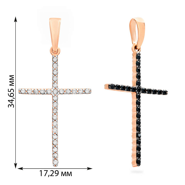 Золотая подвеска-крестик с фианитами (арт. 440418ч) – изображение 3