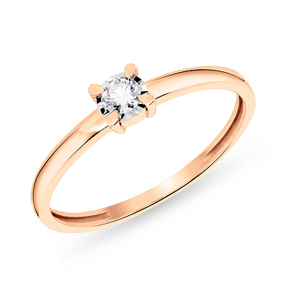 Кольцо для помолвки из красного золота с бриллиантом  (арт. К011264005)