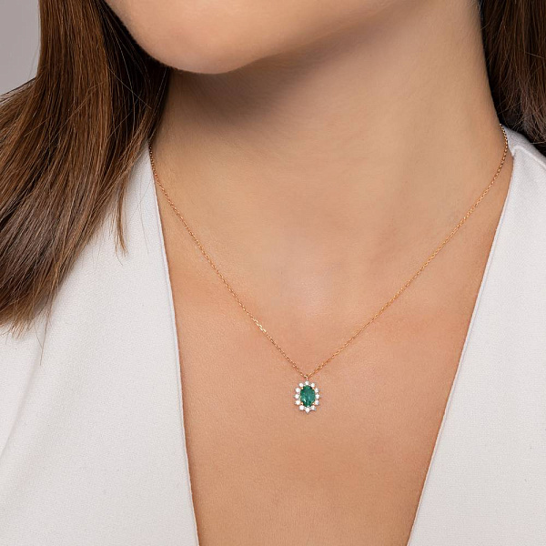 Золотое колье с кварцем и фианитами (арт. 361250Пз) – изображение 4