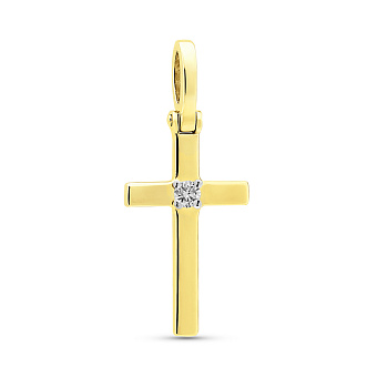 Крестик из желтого золота с бриллиантом (арт. П011022ж)