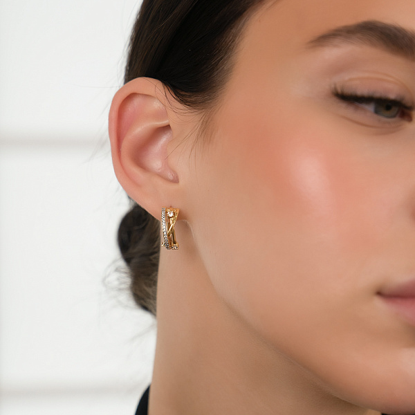 Сережки Синергия из желтого золота с фианитами (арт. 110179ж) – изображение 3