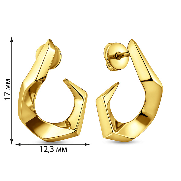 Серьги из желтого золота без камней (арт. 110010ж) – изображение 2