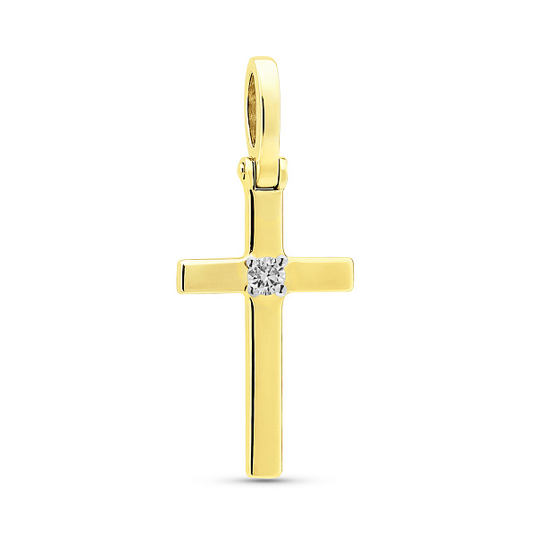 Крестик из желтого золота с бриллиантом (арт. П011022ж) – изображение 1