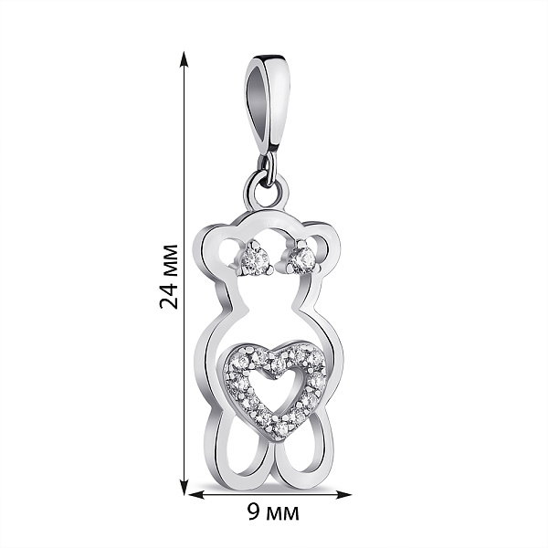 Серебряный кулон Мишка с фианитами (арт. 7503/П2Ф/1070) – изображение 2