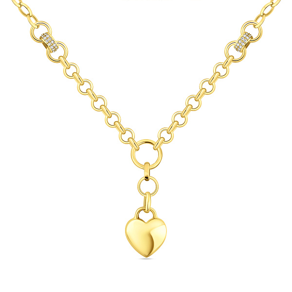 Широкое золотое колье Сердце (арт. 353022ж) – изображение 1