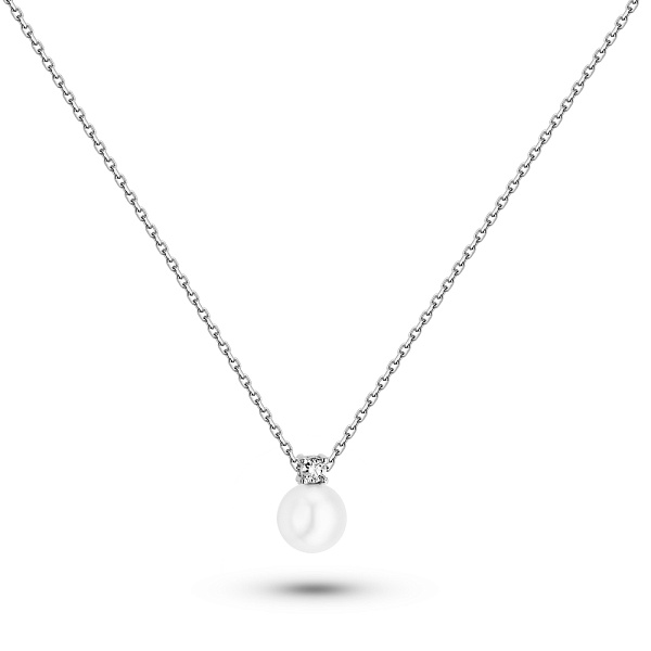 Колье из белого золота с жемчугом и бриллиантом (арт. 7109968202) – изображение 1