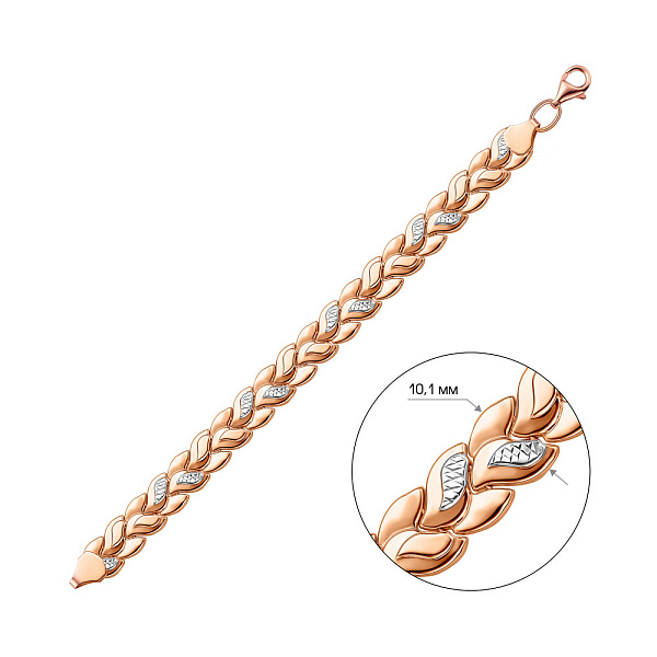 Браслет з червоного золота з родіюванням (арт. 327007р) – зображення 2