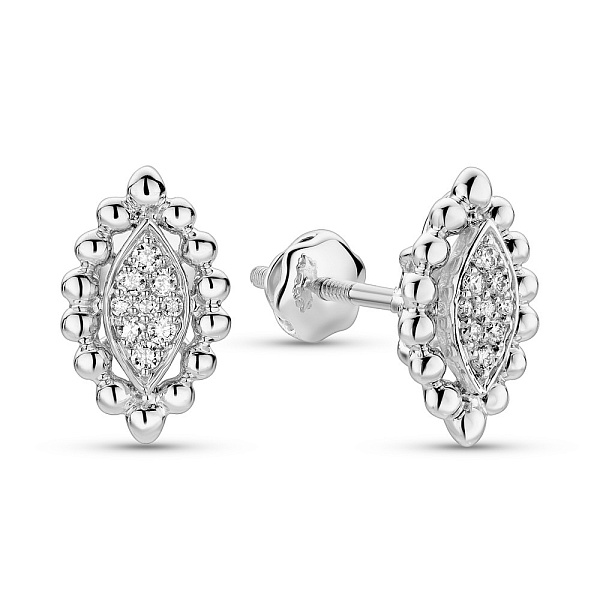 Серьги-пусеты из белого золота с бриллиантами (арт. С341485010б) – изображение 1