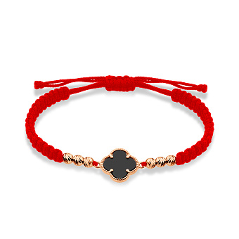 Браслет на нитці з оніксом і золотими вставками (арт. 340102коа)