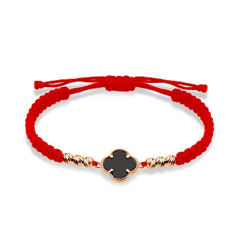 Браслет на нитці з оніксом і золотими вставками (арт. 340102коа)