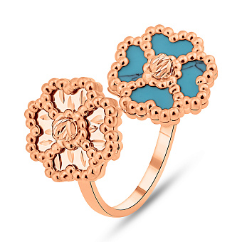 Золотое кольцо Клевер с бирюзой (арт. 156604Б)