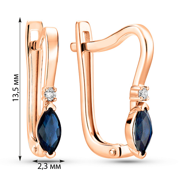 Золоті сережки з сапфірами і діамантами (арт. С011357с) – зображення 4