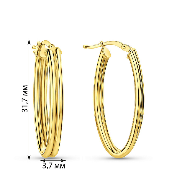 Серьги-кольца из желтого золота (арт. 1091621/30ж) – изображение 4