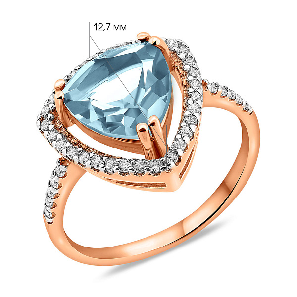 Золотое кольцо с топазом и фианитами (арт. 140637Пг) – изображение 2