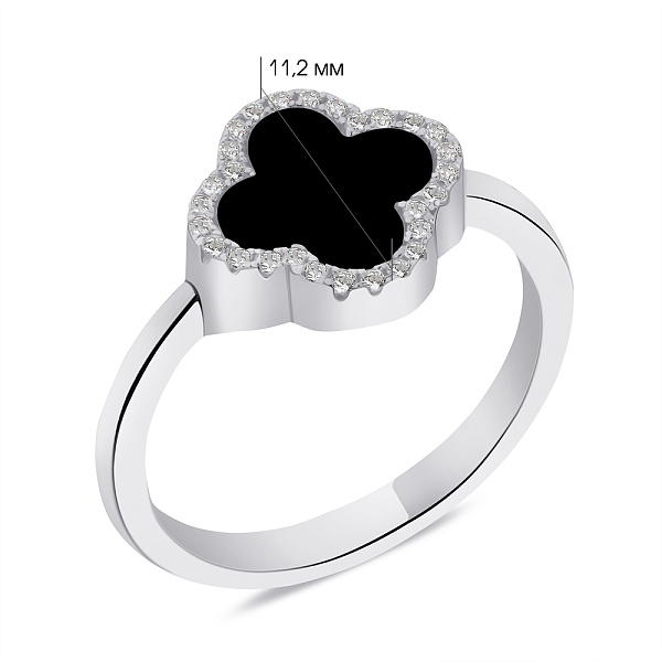 Серебряное кольцо с ониксом и фианитами (арт. 7501/5075/10о) – изображение 2