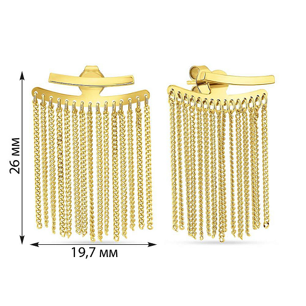 Золотые серьги с подвесками Francelli (арт. 1092059ж) – изображение 3