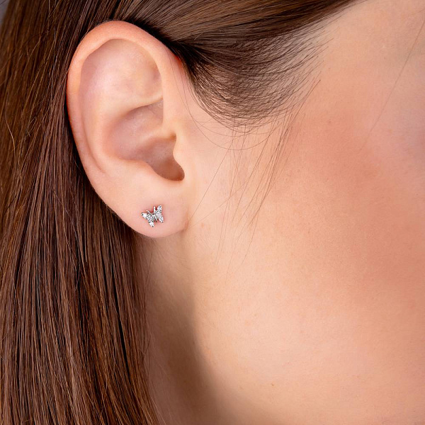 Золотые серьги Бабочки с бриллиантами (арт. С341316010б) – изображение 2