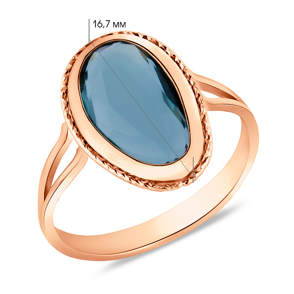 Золотое кольцо с синим кварцем  (арт. 155783Пкс) – изображение 2