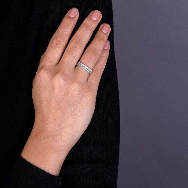 Каблучка з білого золота з доріжками з діамантів (арт. К011312050б) – зображення 3