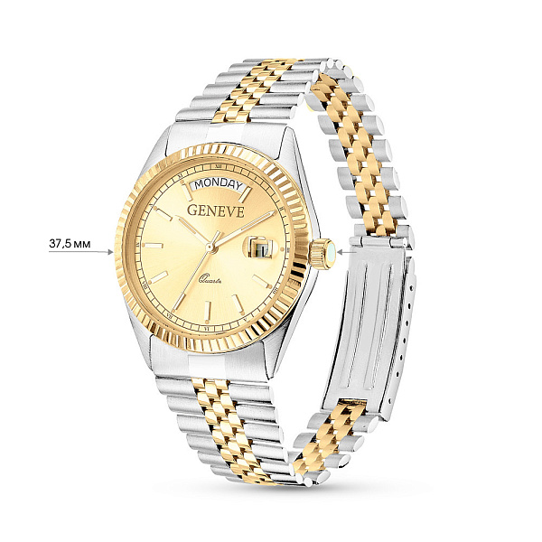 Золотий кварцовий годинник з днями тижня (арт. 260139бж) – зображення 3