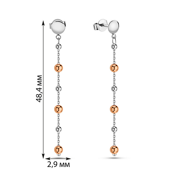 Серьги из белого и красного золота (арт. 1091544бк) – изображение 3