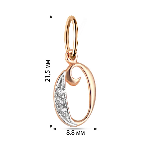 Золота підвіска Літера О з фіанітами (арт. 440290) – зображення 2