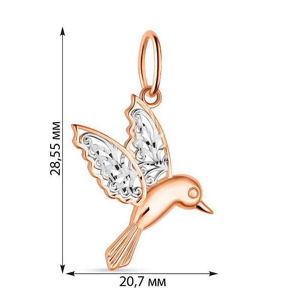 Золотая подвеска Колибри с родированием (арт. 424498р) – изображение 2