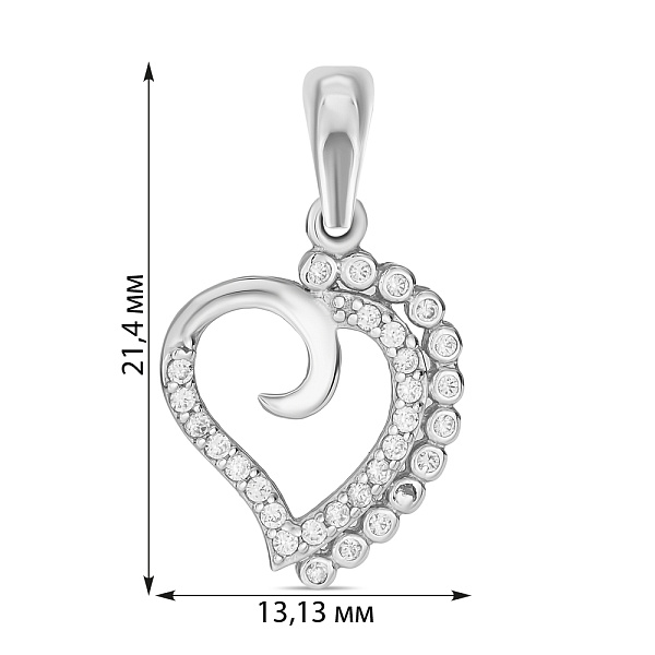 Золотая подвеска Сердце с фианитами (арт. 421854б) – изображение 2