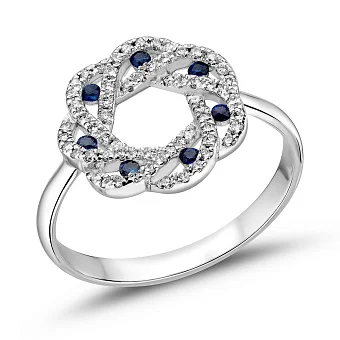 Золотое кольцо с сапфирами и бриллиантами (арт. 1190380202с)