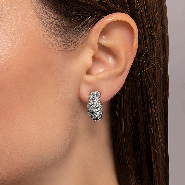 Сережки з білого золота з фіанітами (арт. 1092018б) – зображення 2