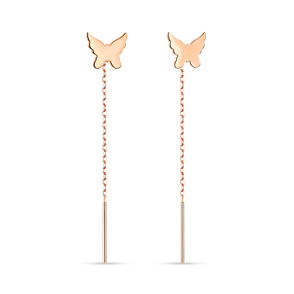 Золотые серьги-протяжки «Бабочки» (арт. 106396) – изображение 1